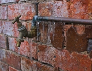 Frozen outdoor faucet