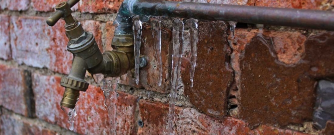 Frozen outdoor faucet